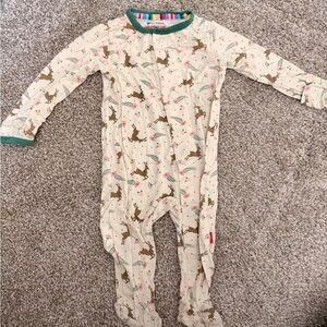 Cream Deer Print Kids One Piece